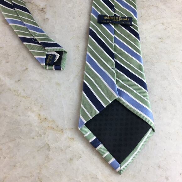 ASHFORD & BROOKS, LONDON, REGIMENT STRIPE SILK TIE - Picture 10 of 14